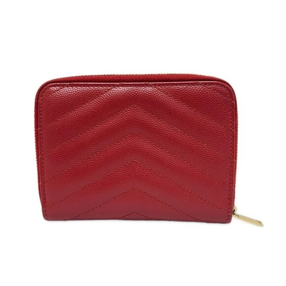 SAINT LAURENT PARIS Monogram Compact Zip Wallet Red Leather - 288-051325 - Picture 2 of 5
